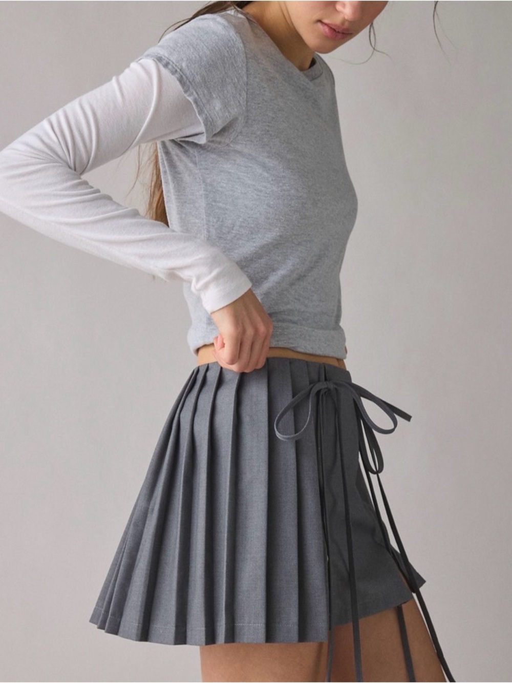Daisy Street Gray Pleated Mini Skort